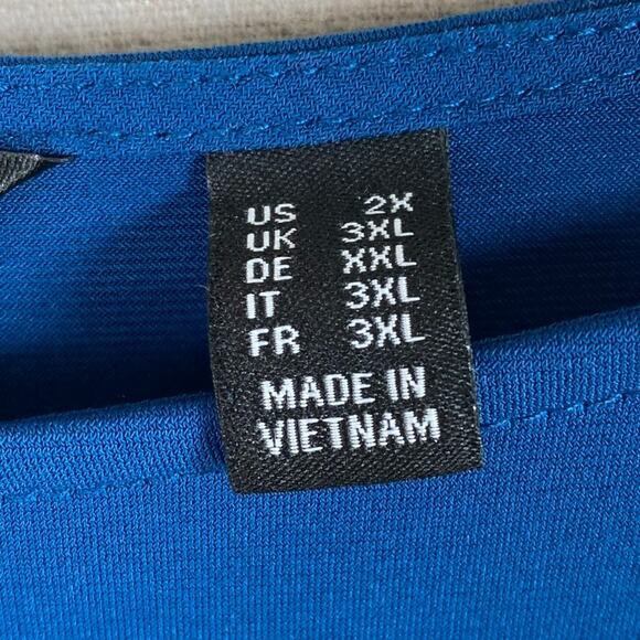 Susan Graver Womens Liquid Knit Tunic Top Size 2X Asymmetric Stretch Mature Blue - Picture 6 of 12